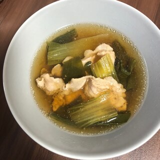 チンゲン菜と豚肉の鍋風スープ★本つゆ使用